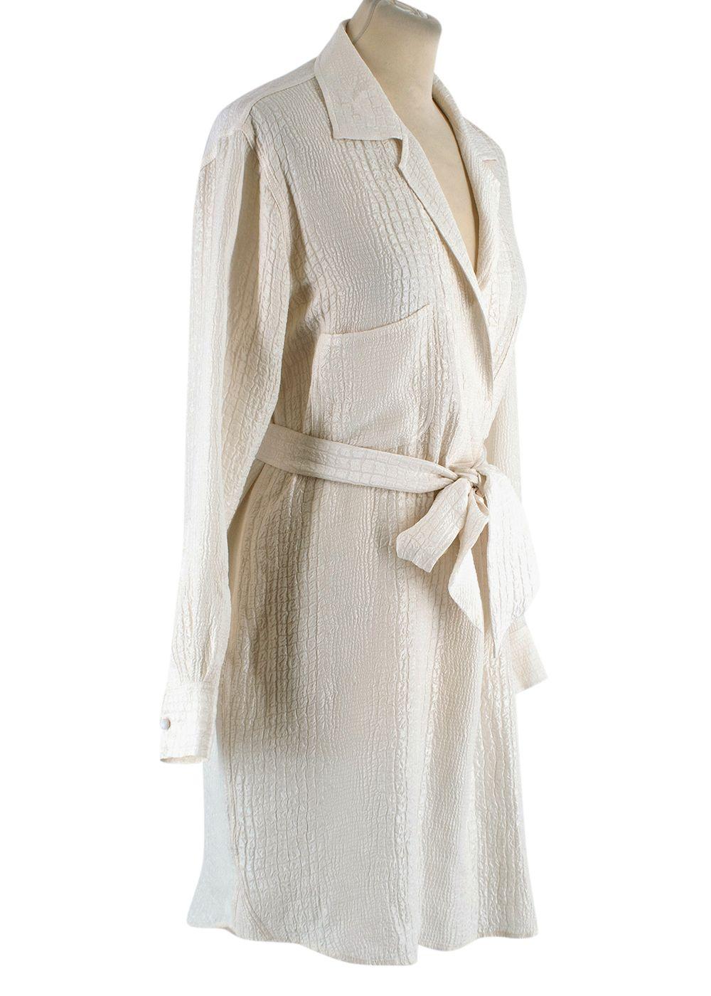 Marie France Van Damme Jacquard  Cream Silk Shirt Dress