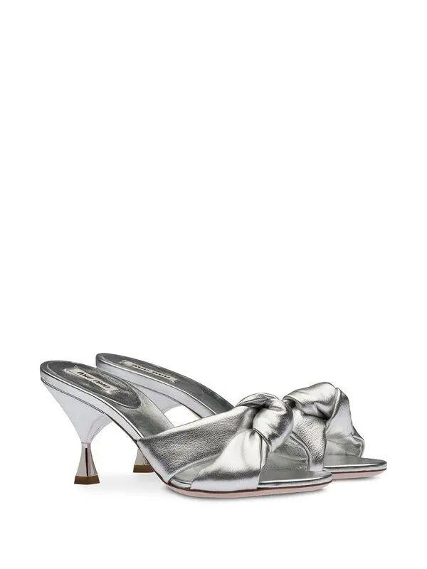 Miu Miu Silver Calf Leather Sandals