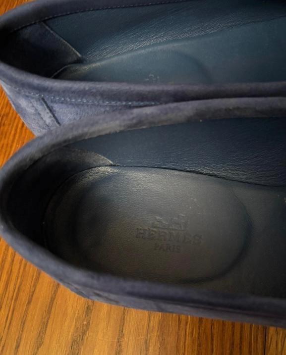 Hermes Blue Suede Loafers