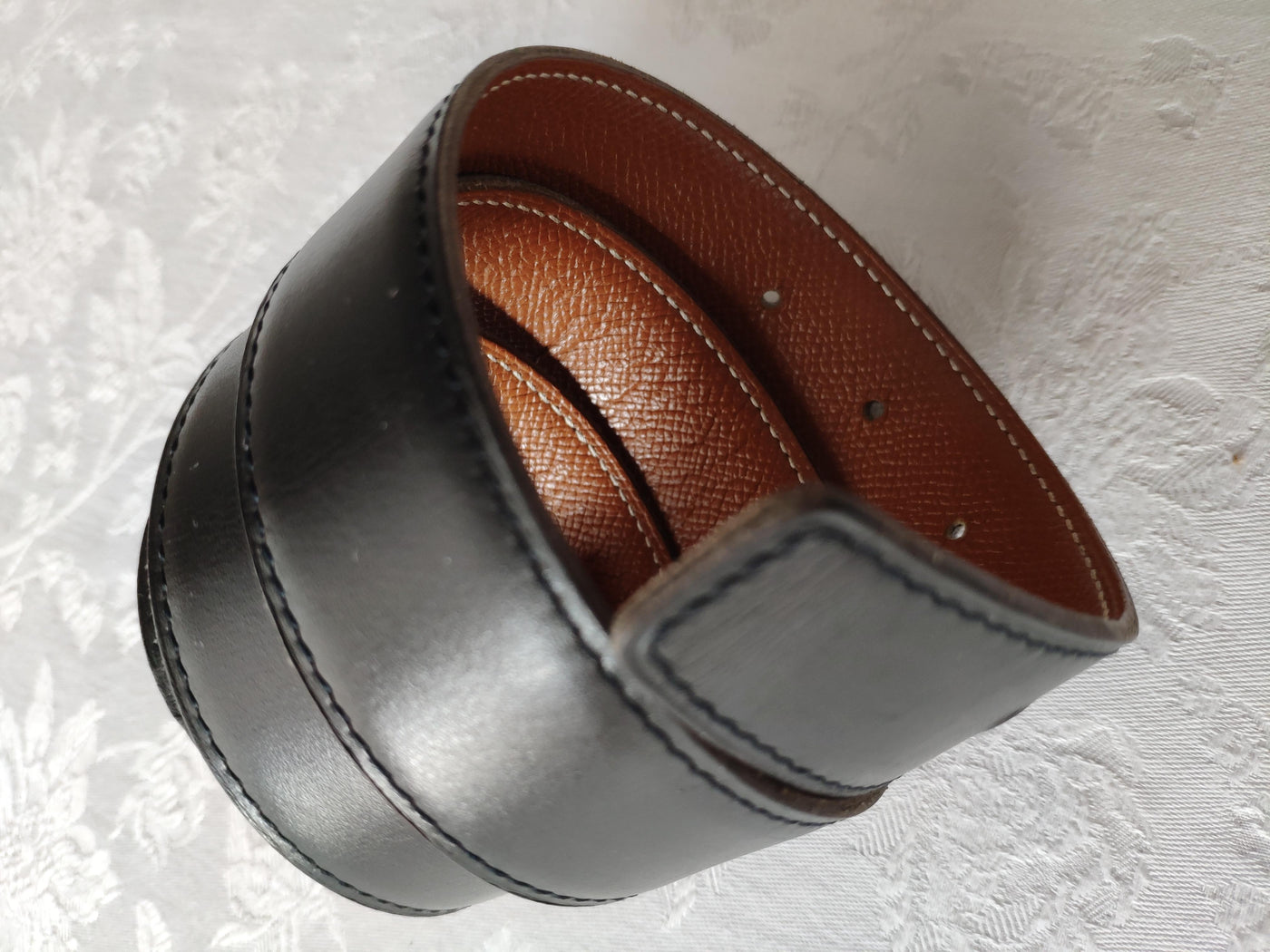 Hermes Black & Gold Reversible Belt in Epsom & Togo Leather