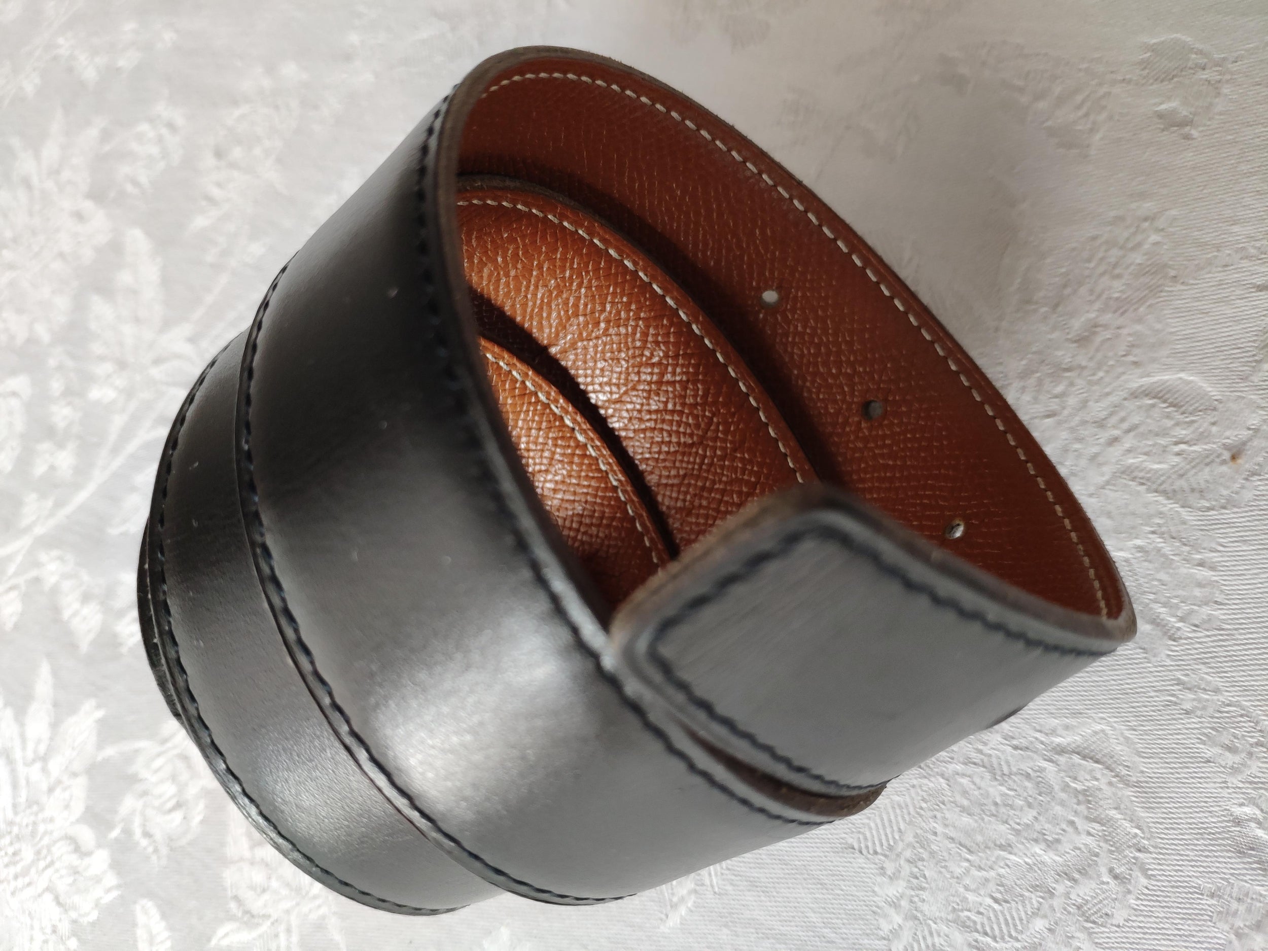 Hermes Black & Gold Reversible Belt in Epsom & Togo Leather
