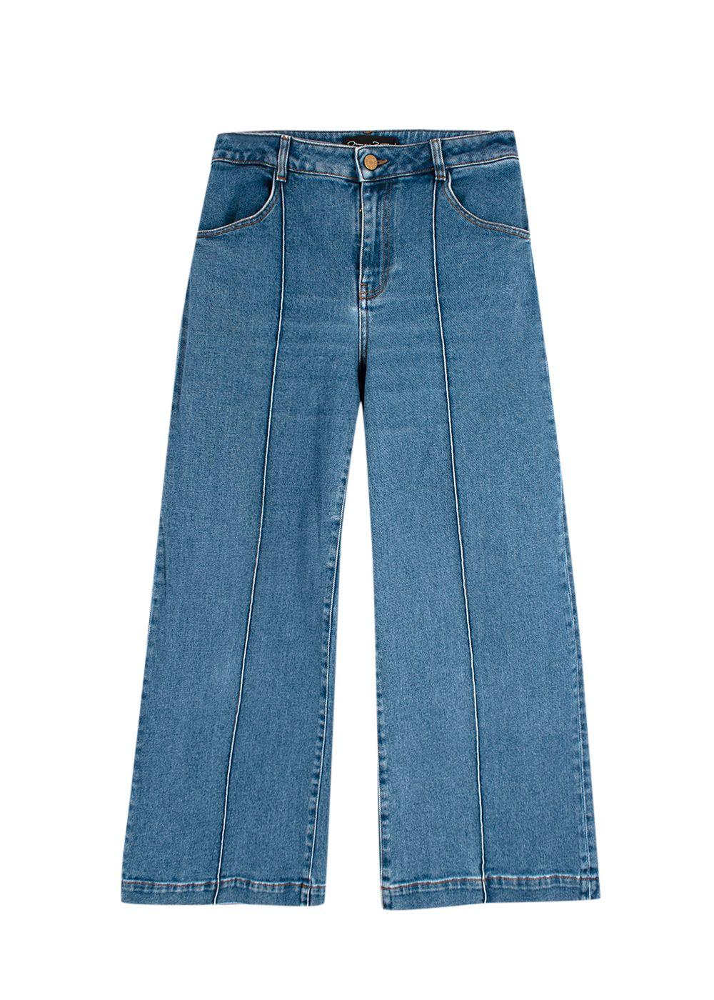 Oscar de la Renta Blue Wide-Leg Jeans