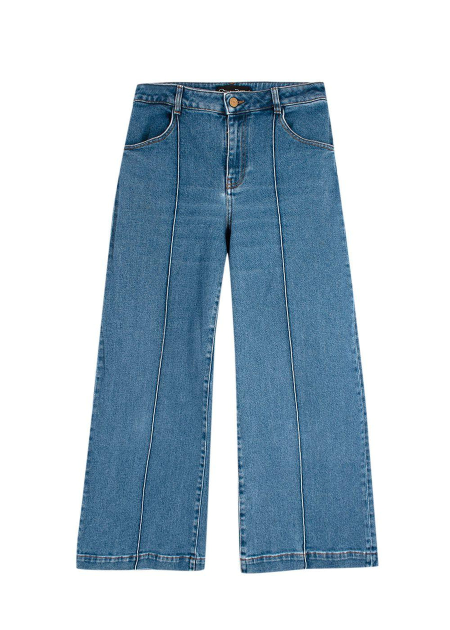 Oscar de la Renta Blue Wide-Leg Jeans