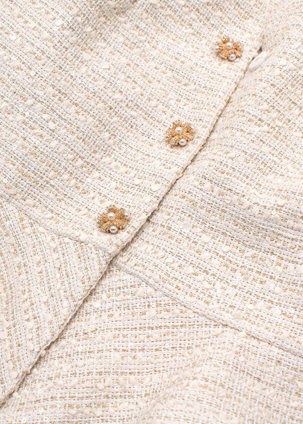 Self Portrait Cream Sequin Mini Blazer Dress