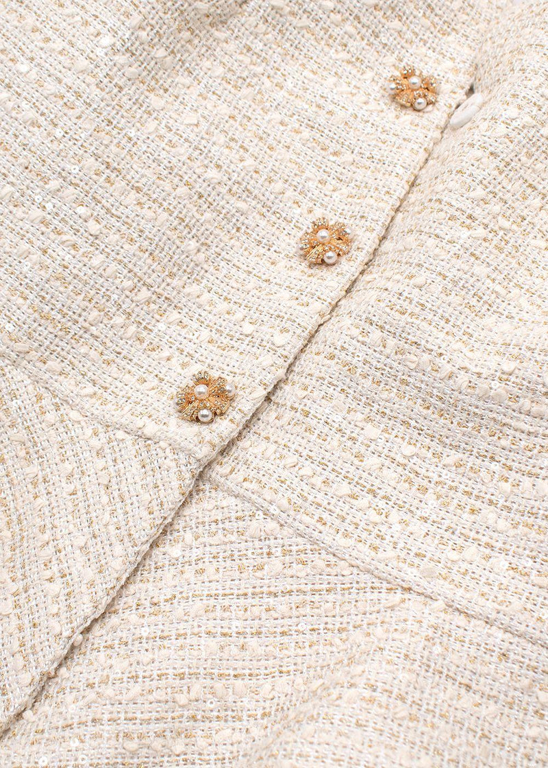 Self Portrait Cream Sequin Mini Blazer Dress