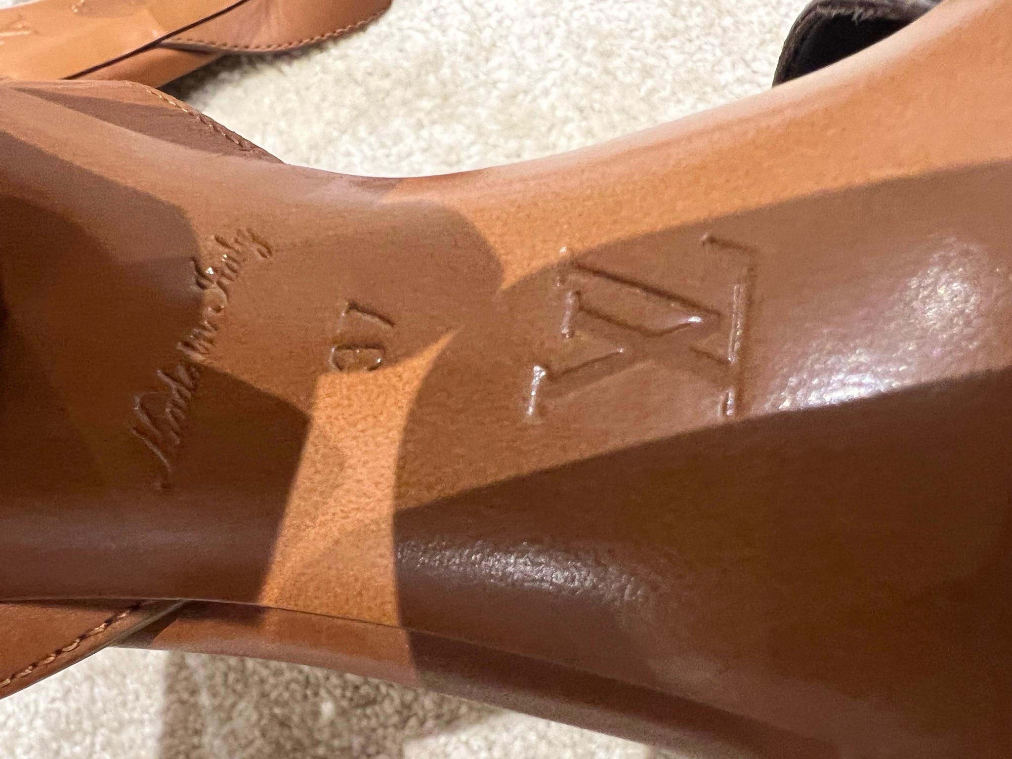 Monogram canvas & leather silhouette heeled sandals