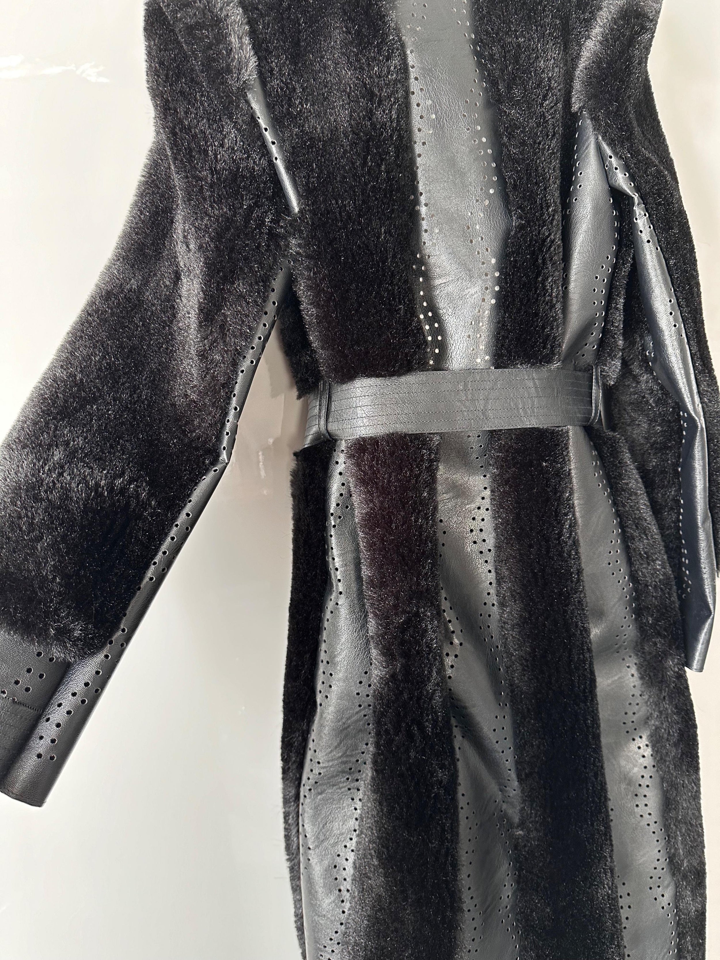 Stella McCartney Faux fur and Vegan Leather Longline Coat