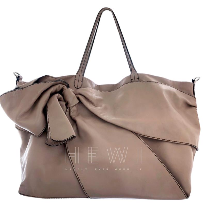 Valentino Pink Nappa Leather Bow Embellished Tote