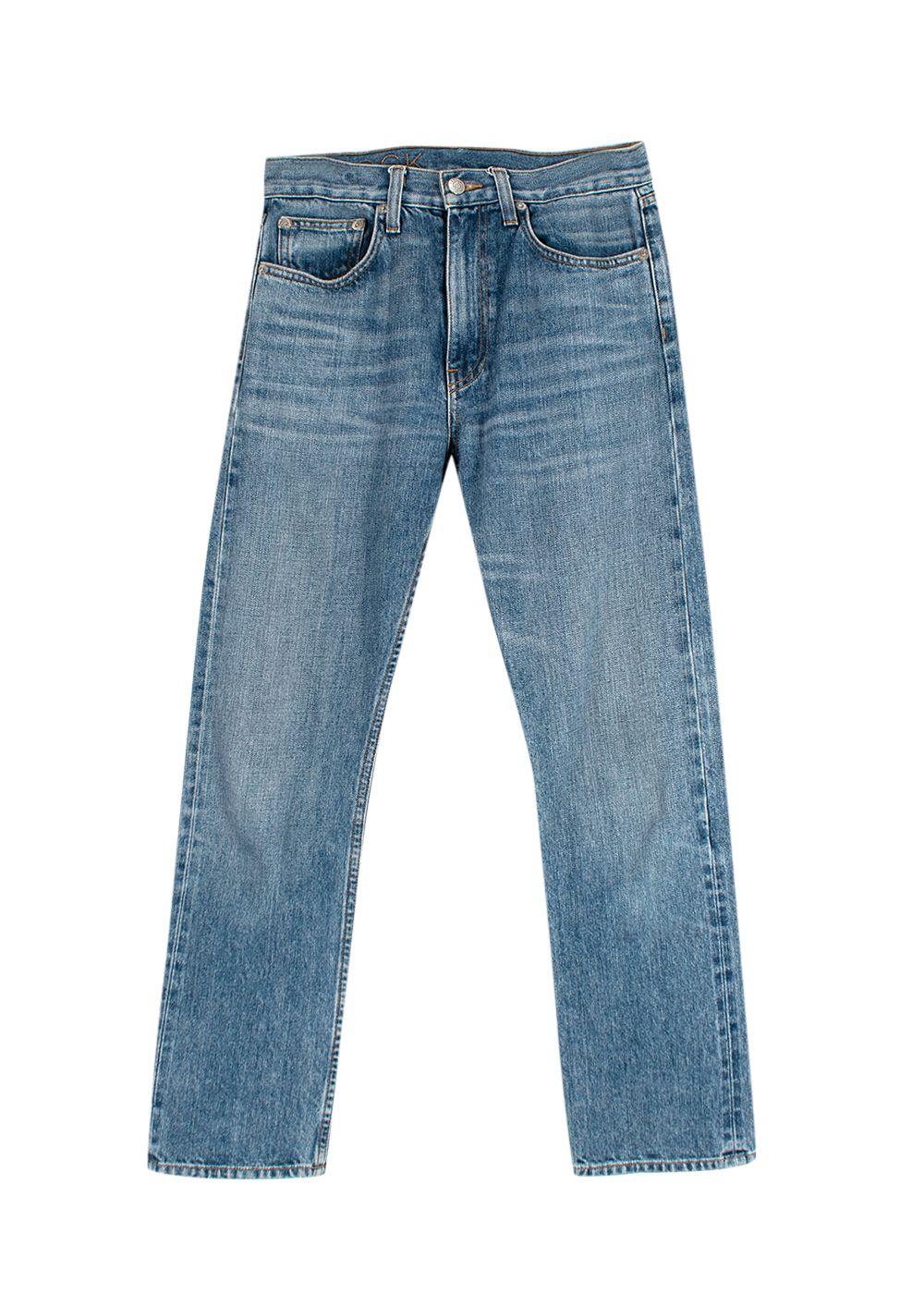 Mid Wash Straight Leg Jeans