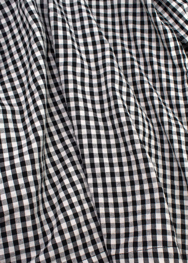 Batsheva Black and White Gingham Scalloped Collar Top