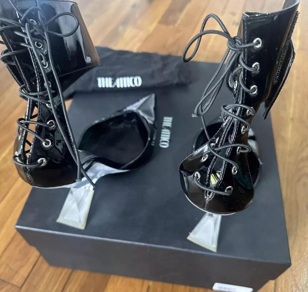 The Attico Black Patent Leather Morgan Wedges