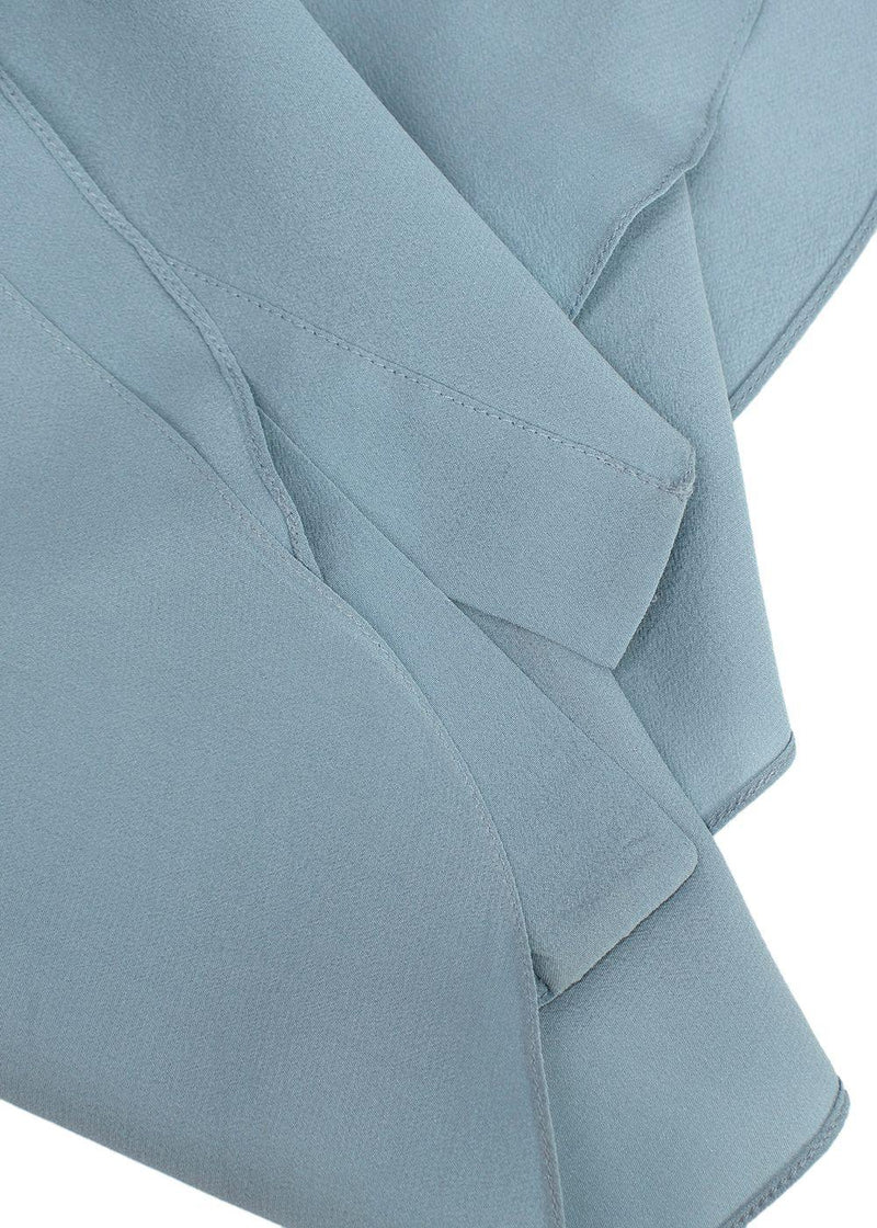 Chloe Blue Collarless Silk Blouse