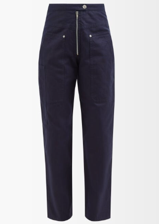 Isabel Marant Etoile Navy 'Phil' Trousers with Silver Zip