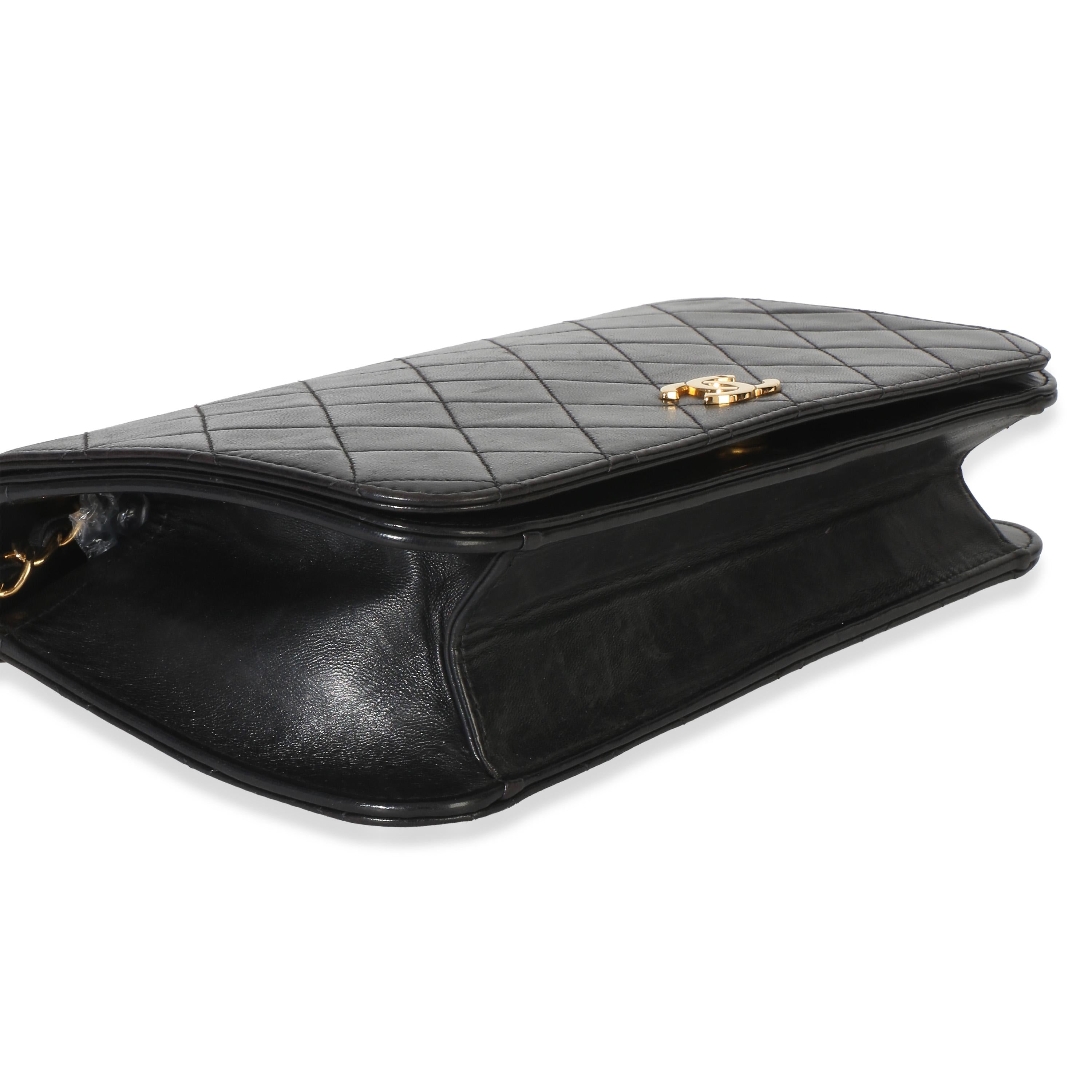 Chanel  Vintage Black Quilted Lambskin Full Flap Bag