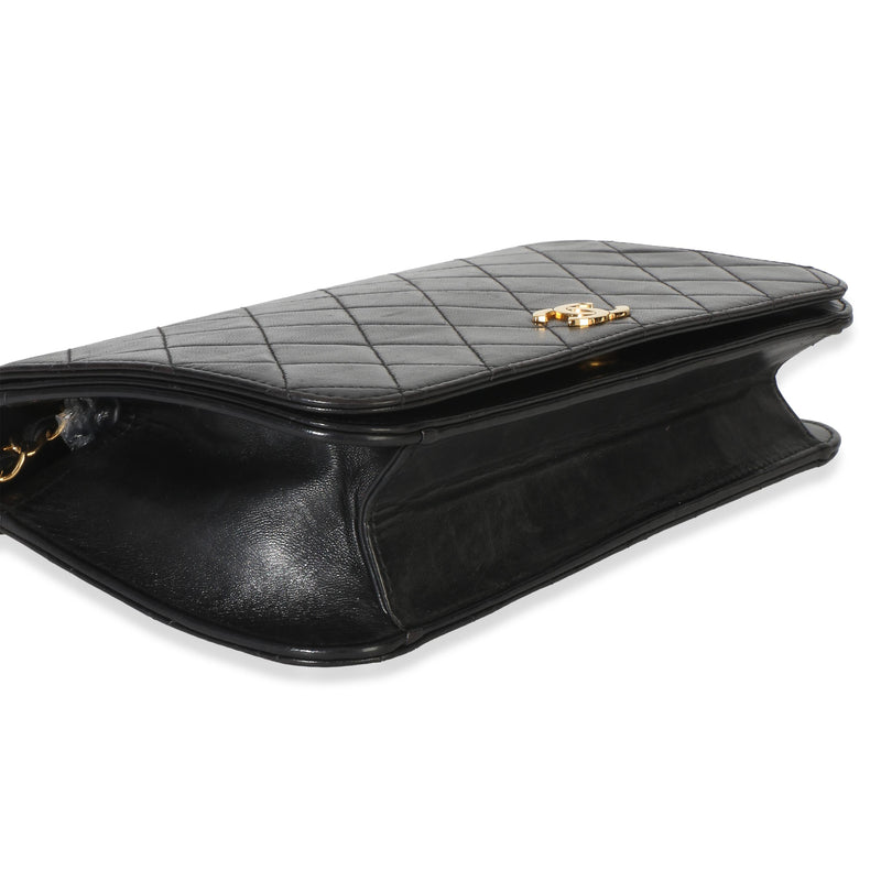 Chanel  Vintage Black Quilted Lambskin Full Flap Bag