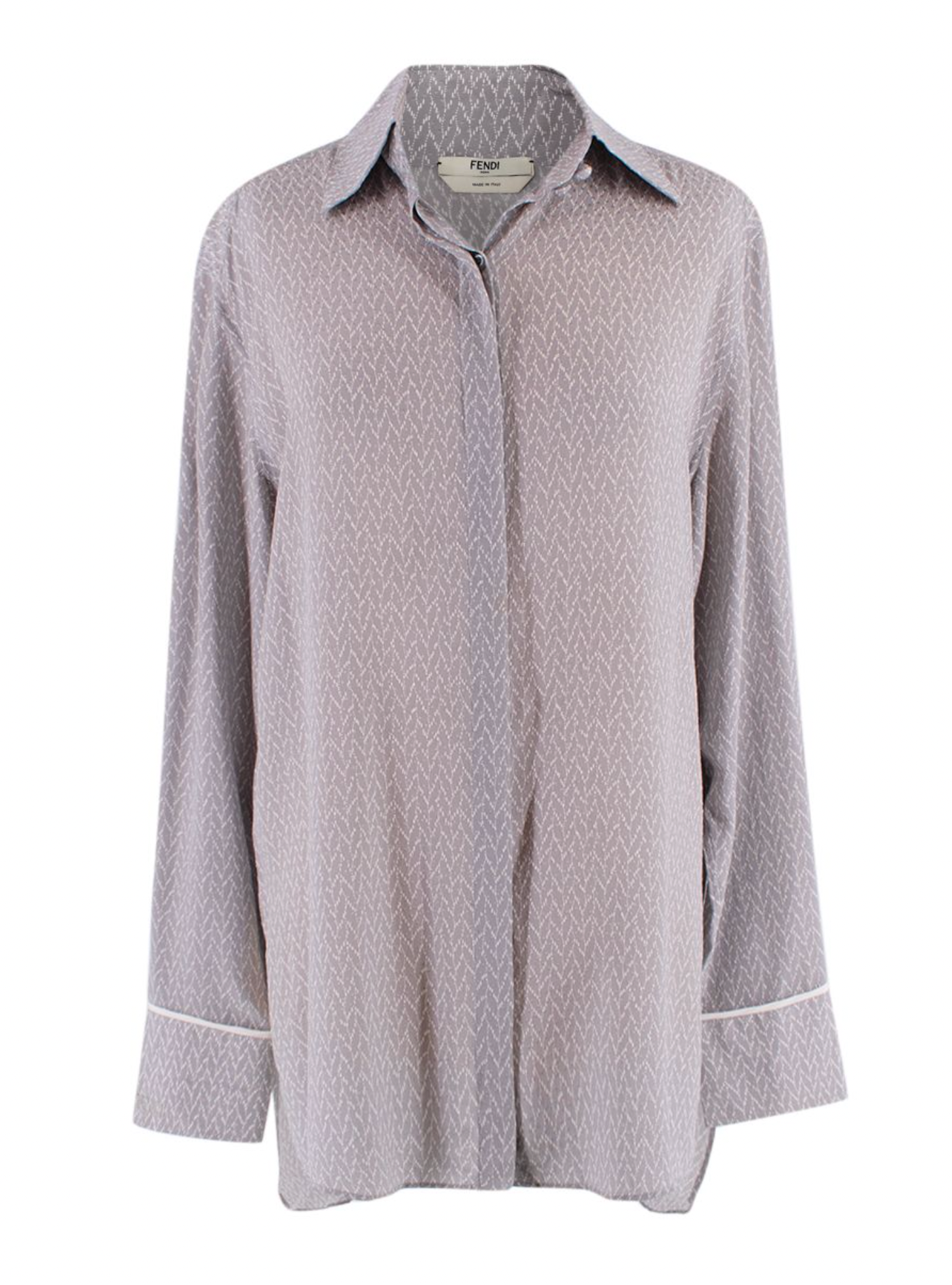 Fendi Silk Grey & White Longline Shirt