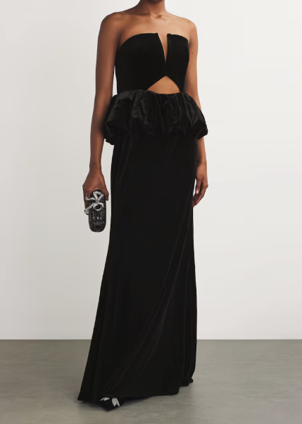 Self-Portrait Velvet Peplum Maxi Dress