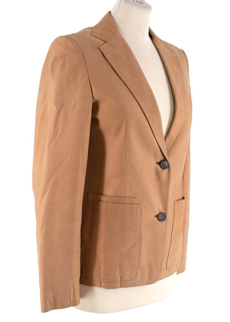 Asprey Tan Leather Single-Breasted Blazer