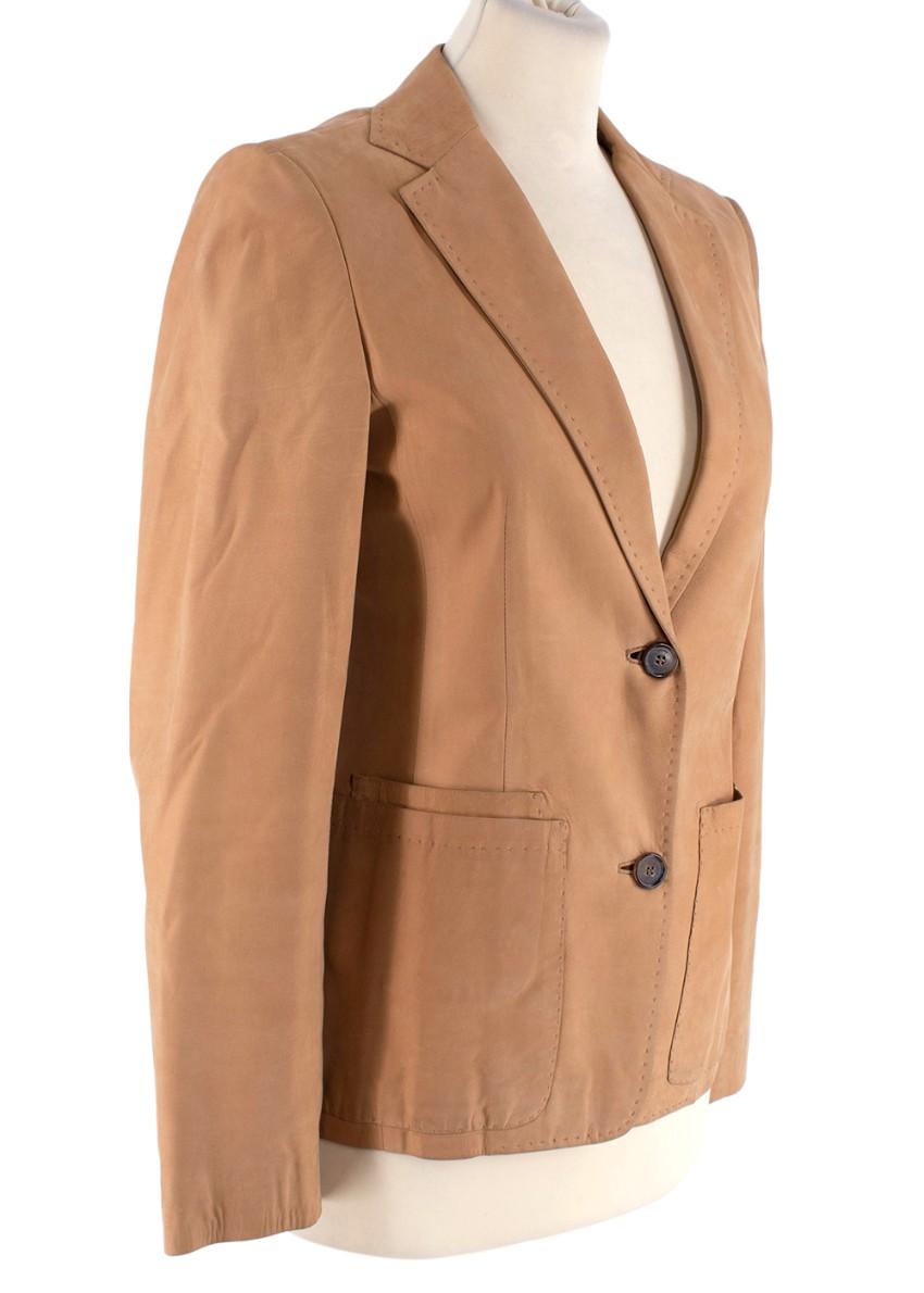 Asprey Tan Leather Single-Breasted Blazer
