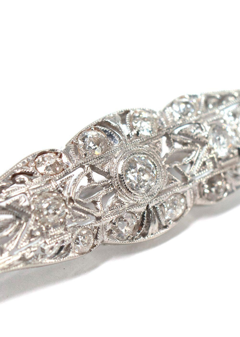 Bespoke 18kt White Gold Filigree Diamond Brooch