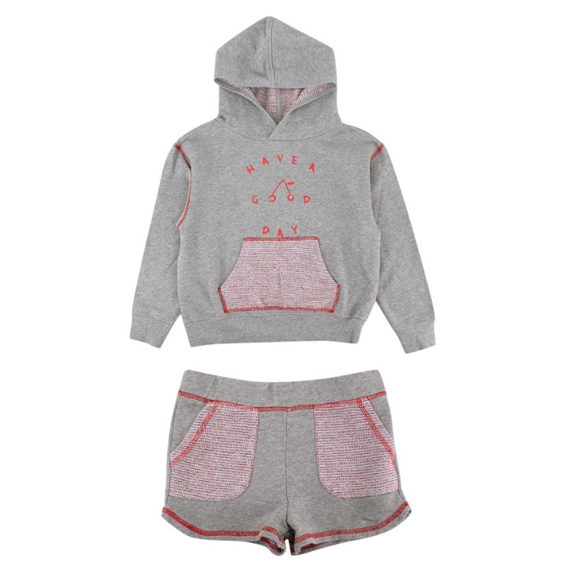 Bonpoint Grey Cotton Tracksuit With Tweed Details