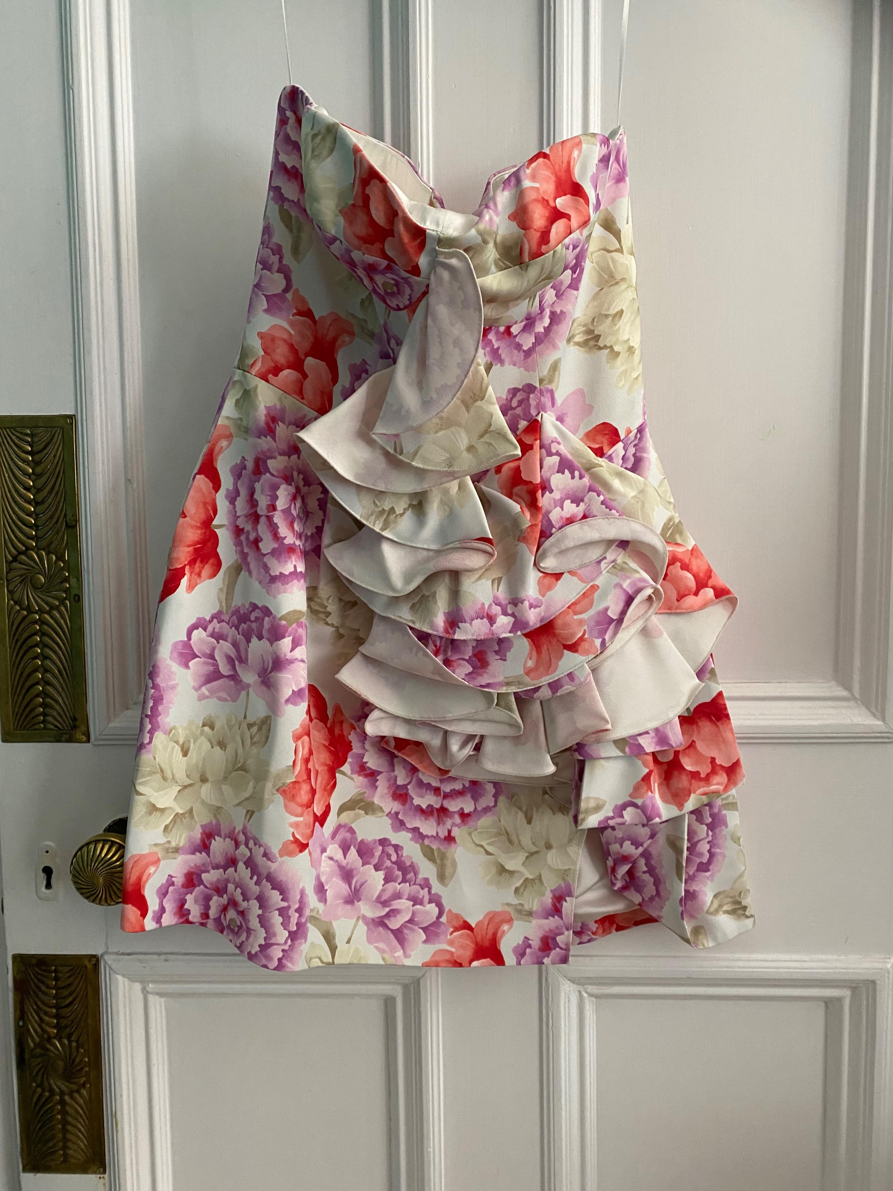 Strapless Floral Mini Dress