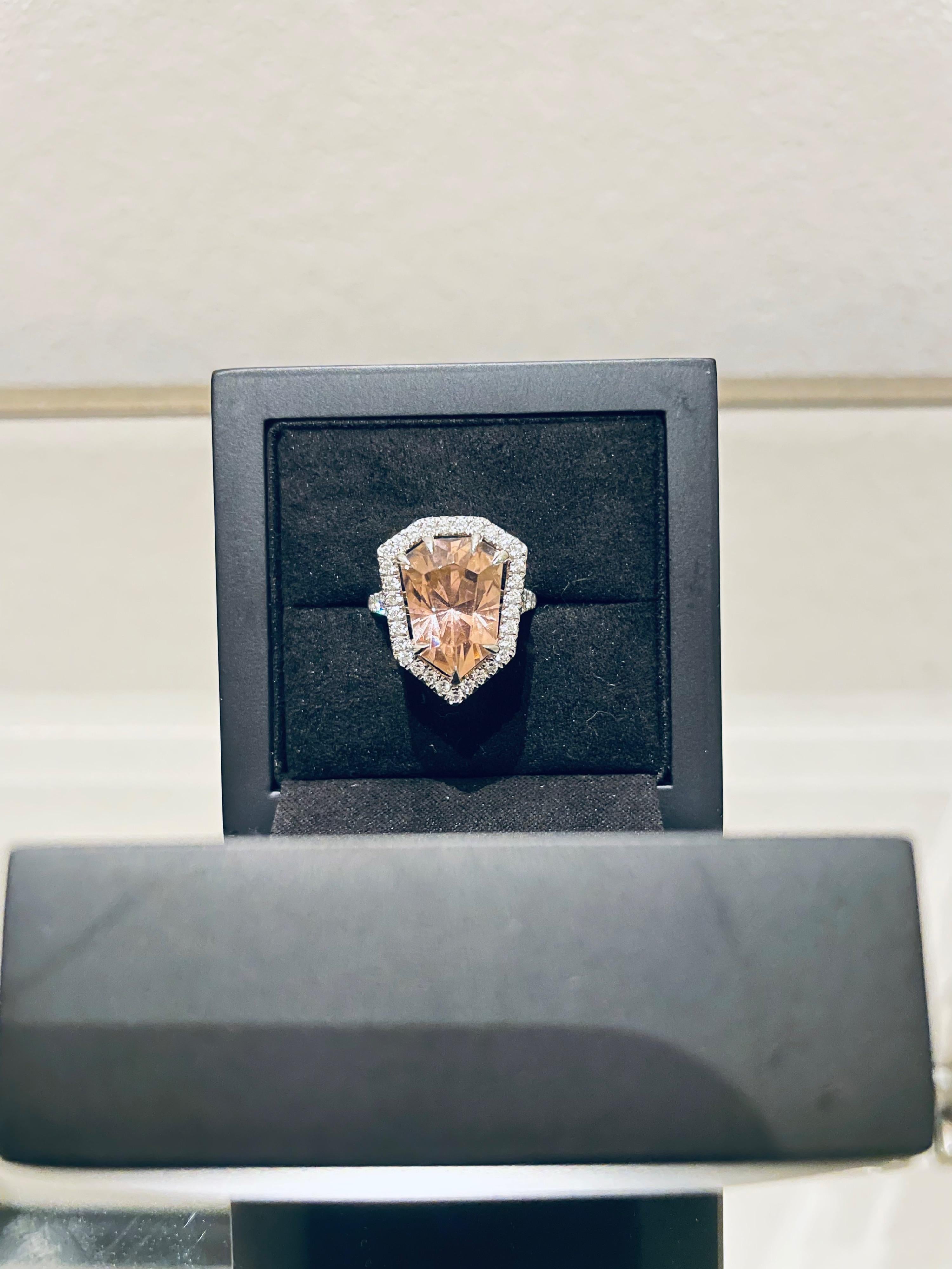 platinum, diamond & tourmaline cocktail ring K 1/2