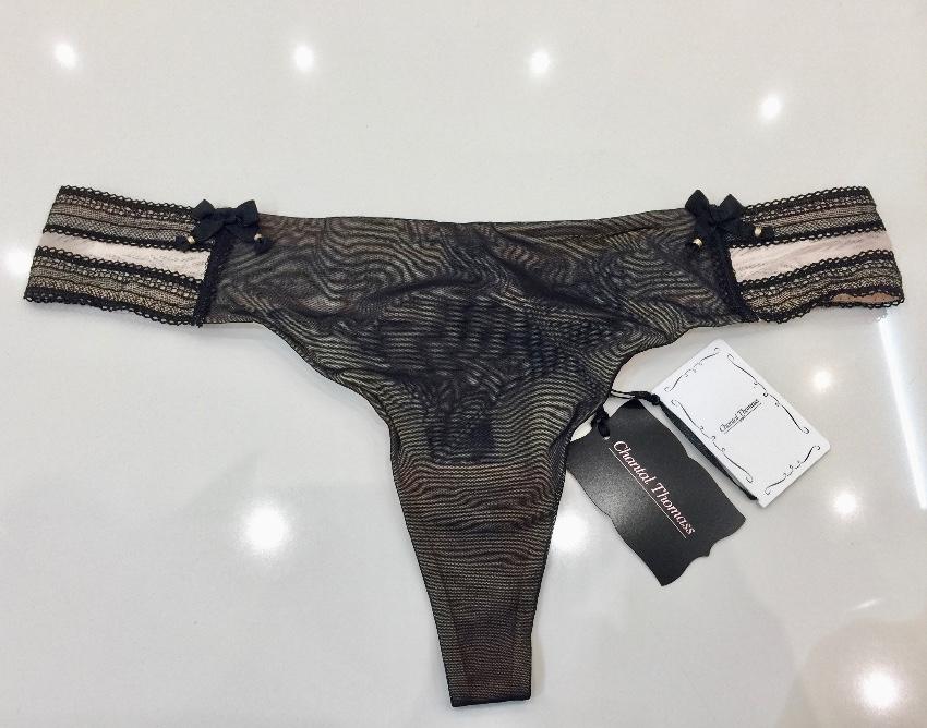 Chantal Thomass Black & Nude Tulle Thong