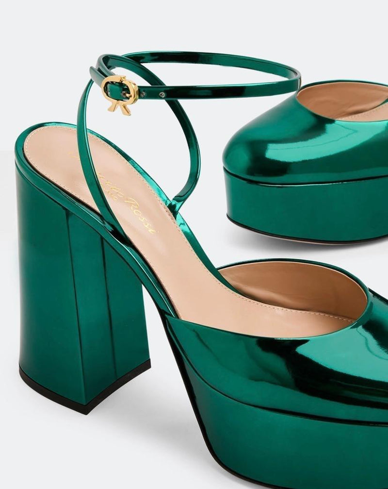 Gianvito Rossi Metallic Green Platform Sandals