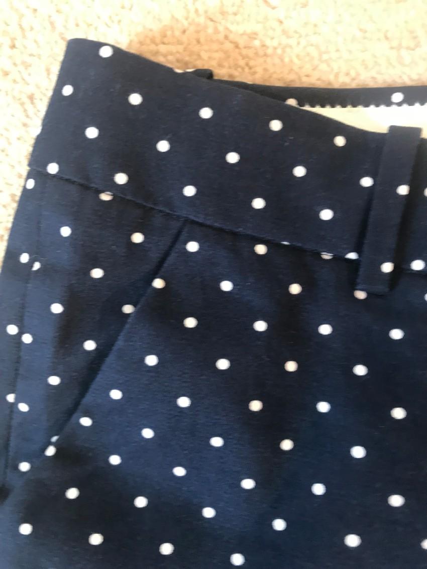 J. Crew Cafe Capri navy polka dot stretch pants