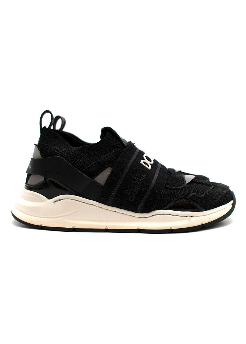 Black suede & mesh logo trainers