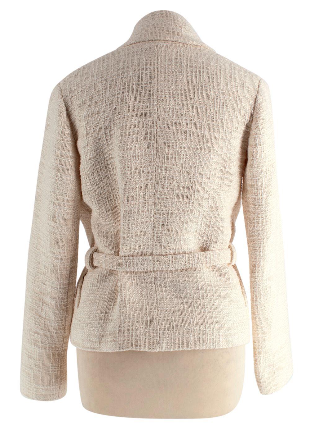 Rochas Cream Embellished Badge Jacket and Skirt Two Piece