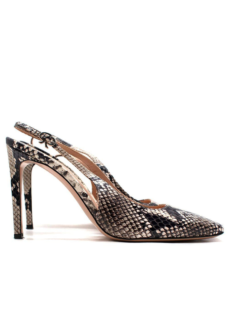 Gianvito Rossi Snake Skin Effect Square Toe Heels