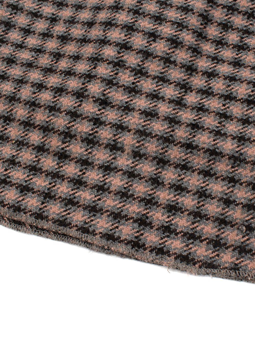Pink Houndstooth Tweed Skirt