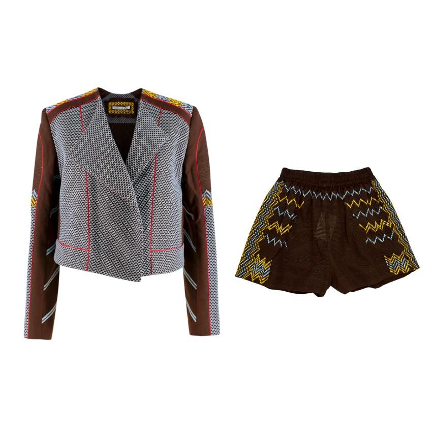 Fully Embroidered Biker Jacket & Boxer Shorts