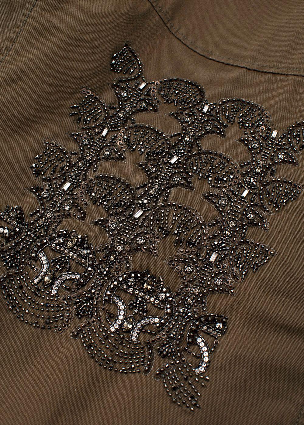Balmain Khaki Embellished Cotton Military Jacket