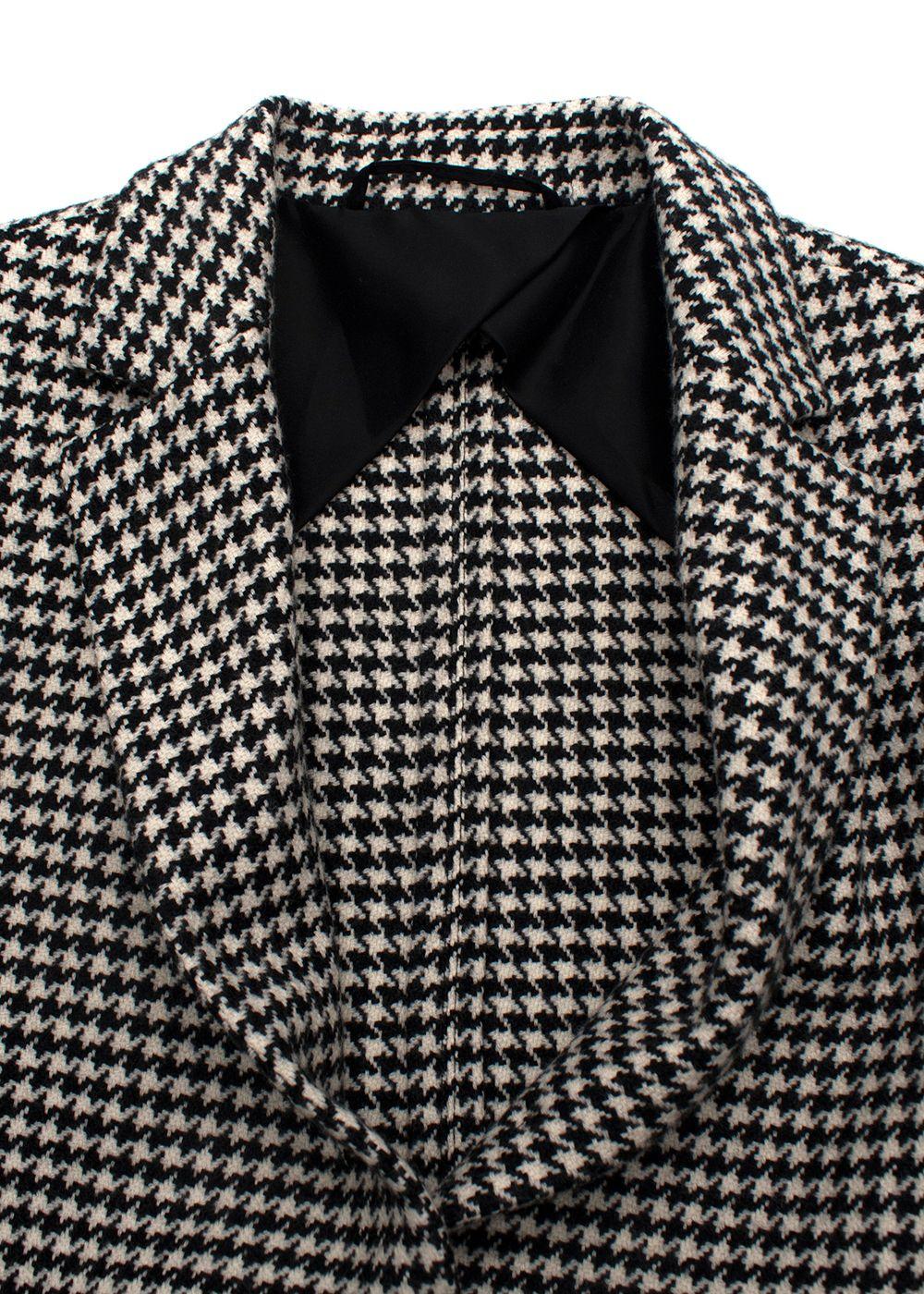 MaxMara Black And White Houndstooth Single Breasted Wool Blazer