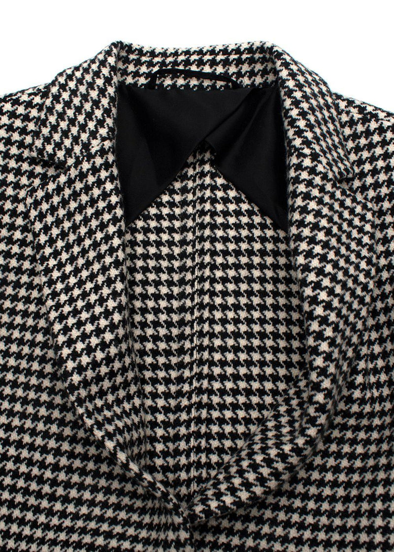 MaxMara Black And White Houndstooth Single Breasted Wool Blazer