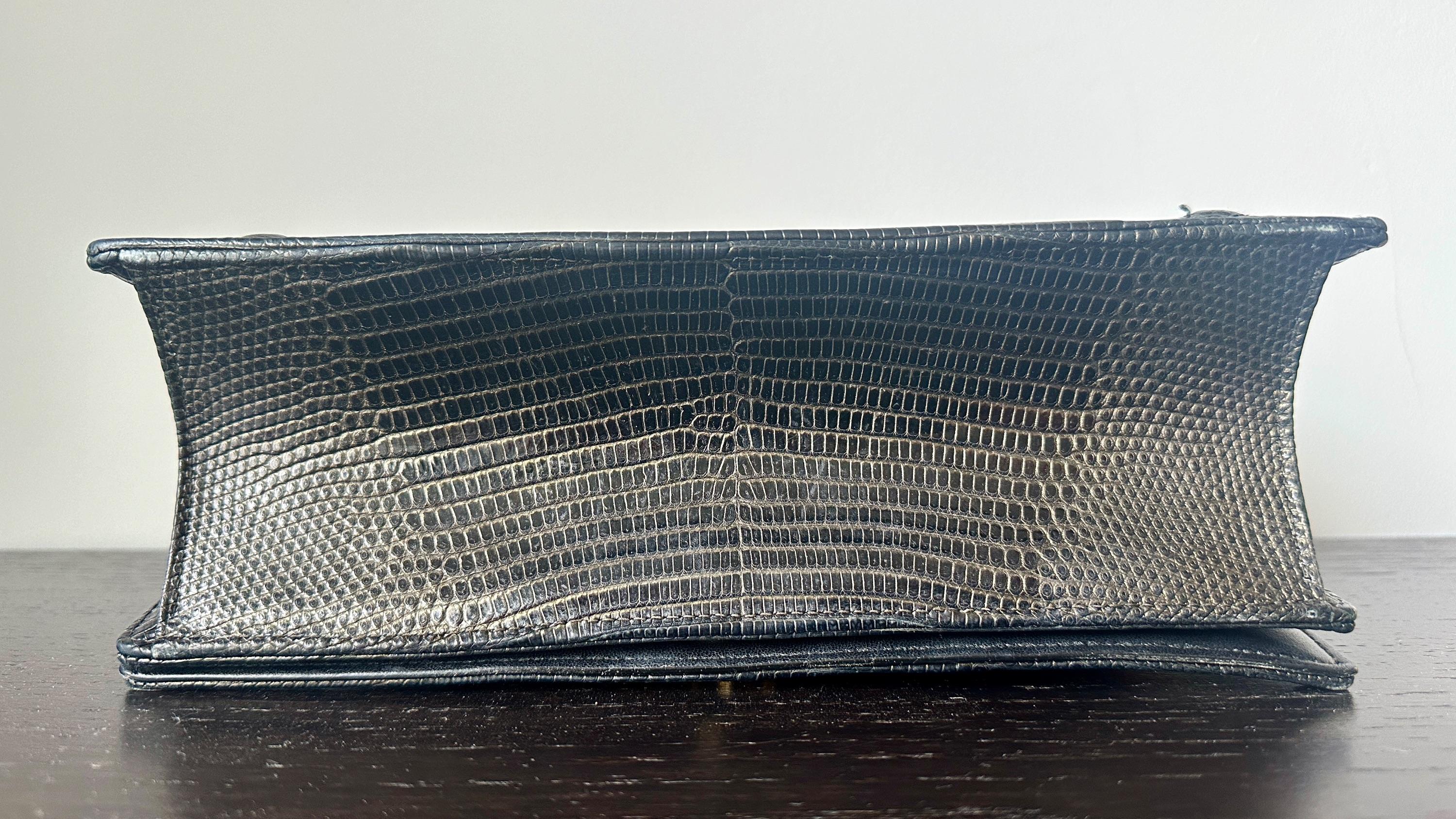 Dior Black and Gold Lizard Medium Diorama Flap Bag