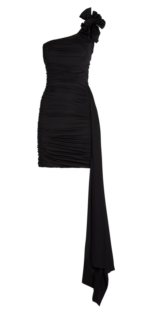 Maygel Coronel Black One-Shoulder Draped Mirmar Dress