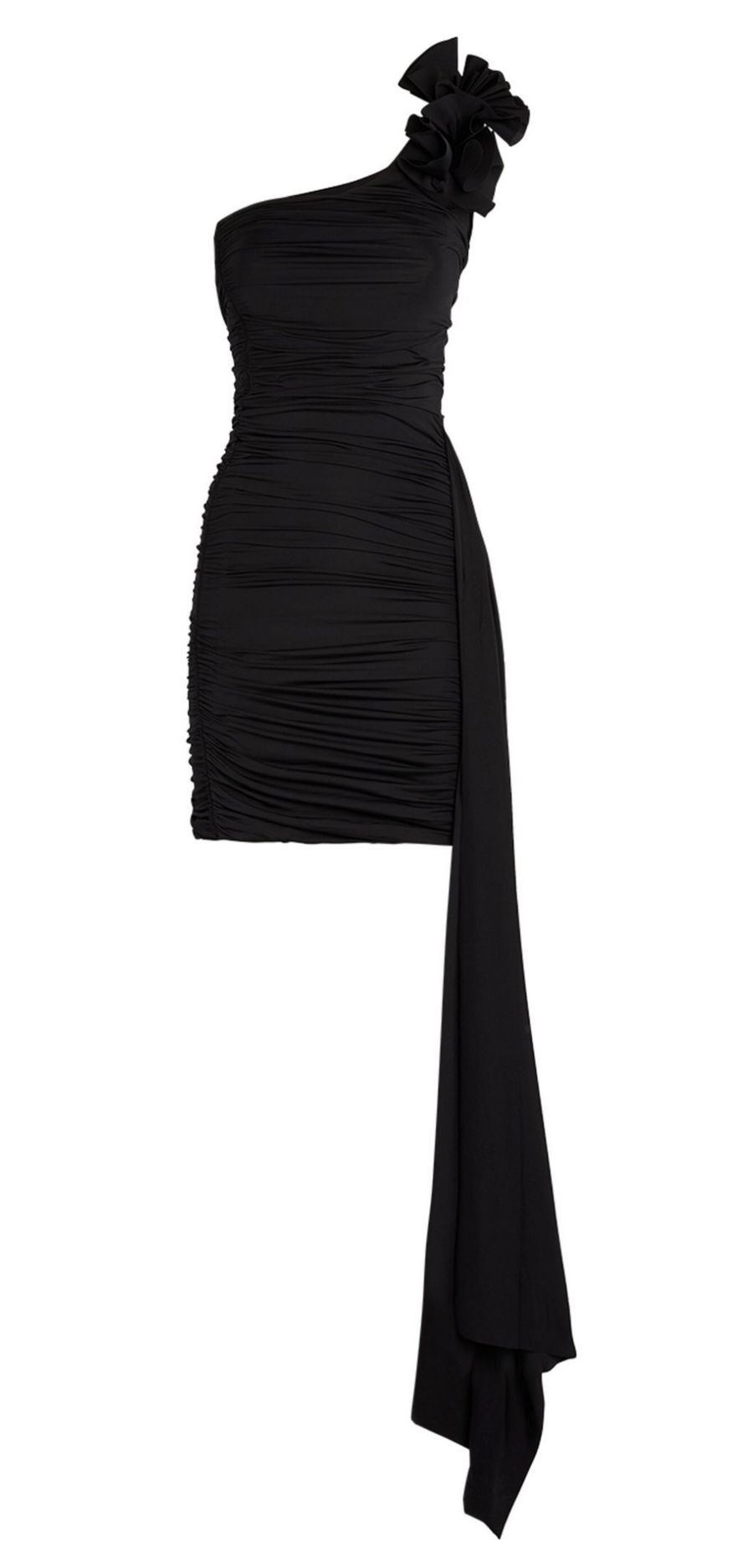 Maygel Coronel Black One-Shoulder Draped Mirmar Dress