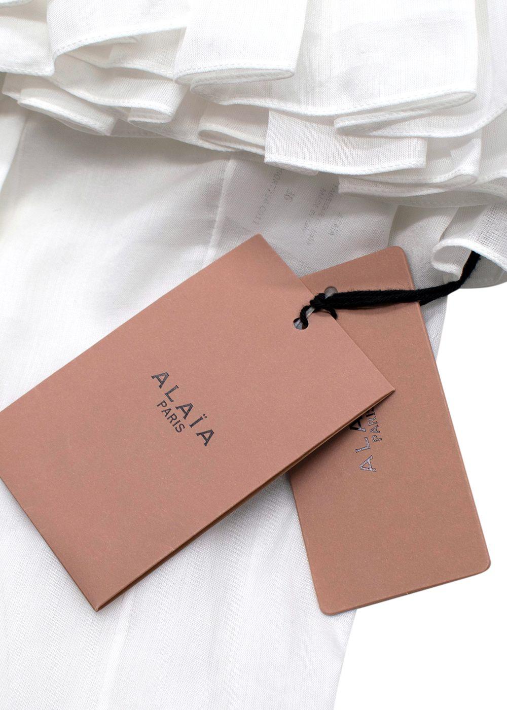 Alaia White Fine Cotton Frilly Blouse