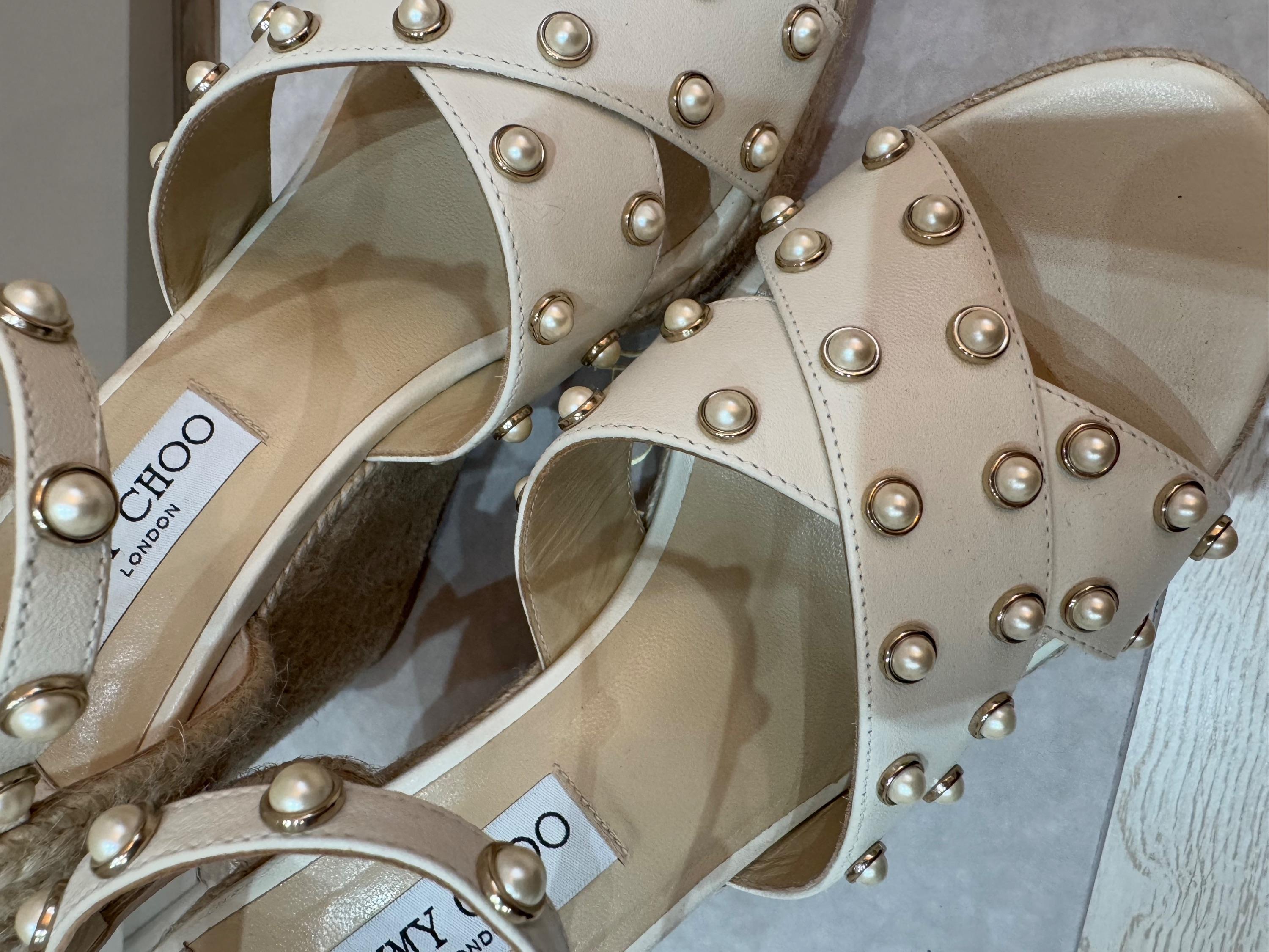 Jimmy Choo Dellena Cream Wedges