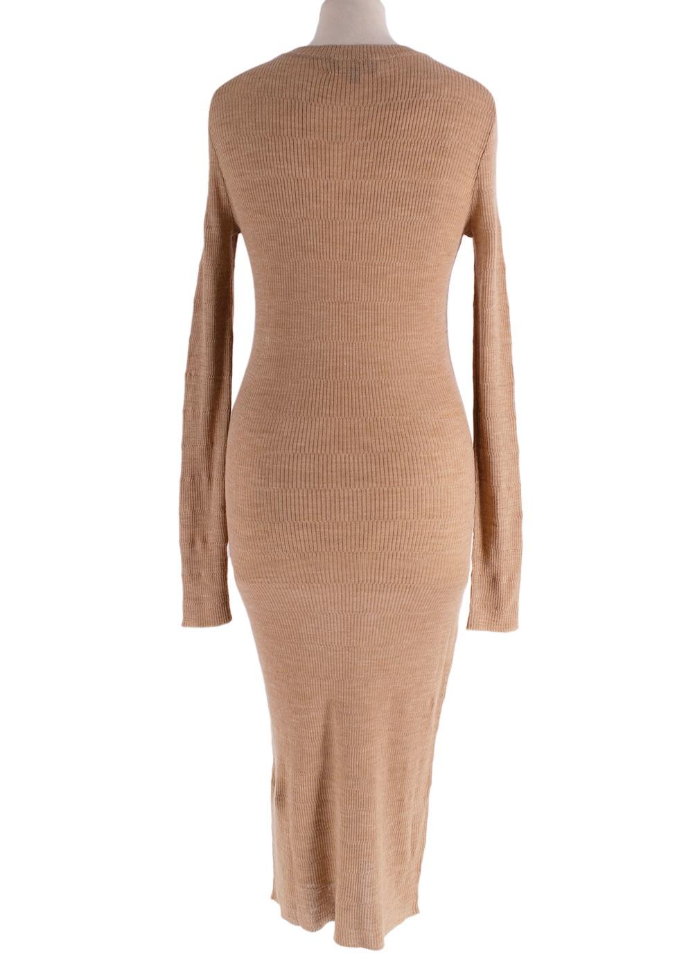 Cashmere in Love Beige Ribbed Midi Dress