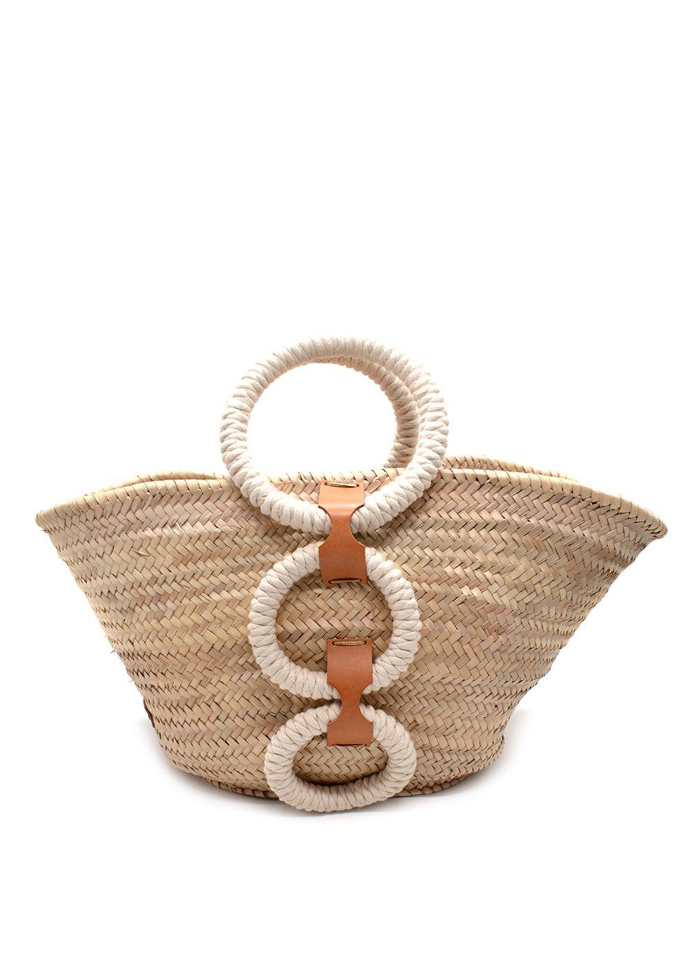 Zeus + Dione Beige Scorpio Wicker Basket Bag