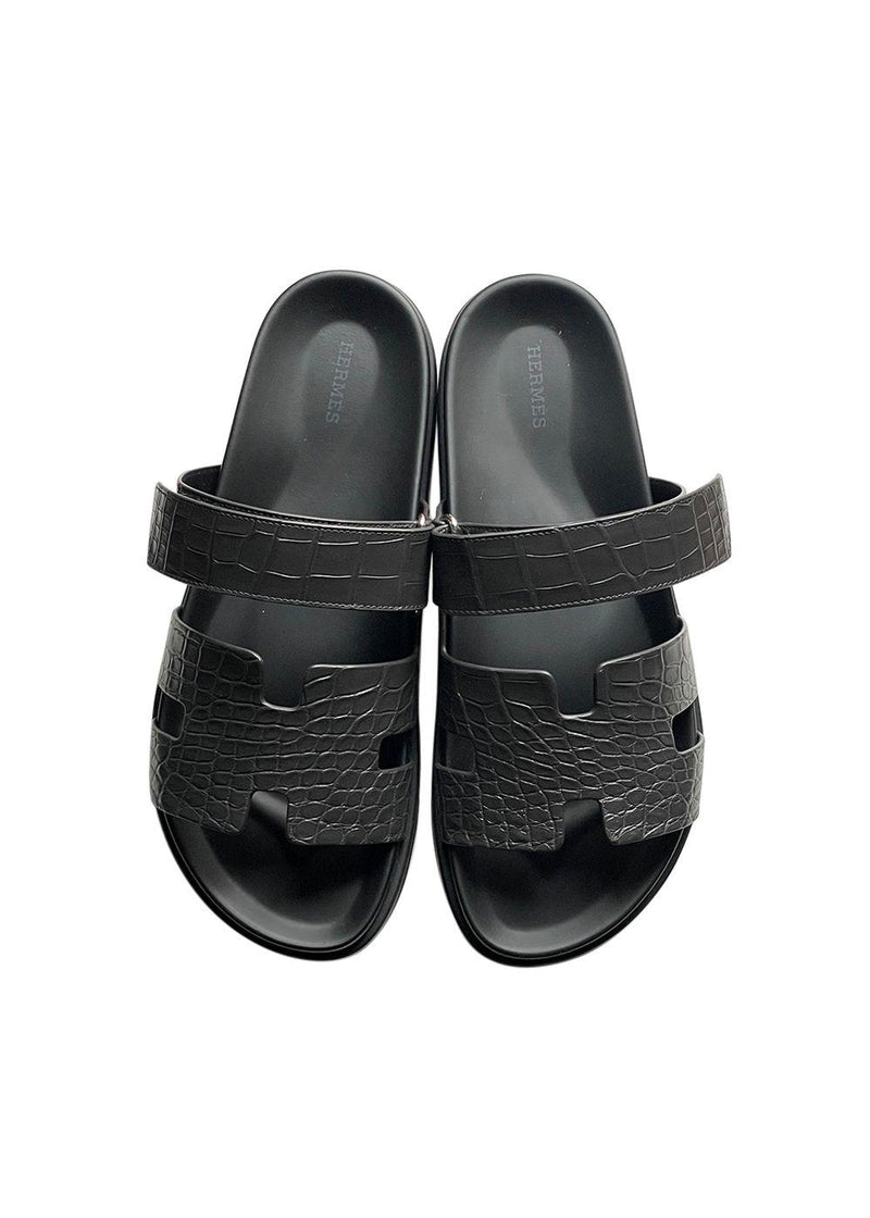 Graphite Matte Mississippiensis Alligator Chypre Sandals