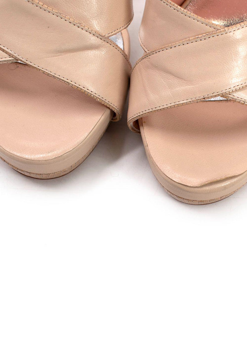 Rochas Nude Leather Platform Heels