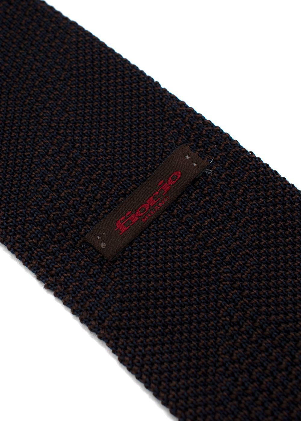 Fiorio Milano Brown Knitted Stripe Square End Tie