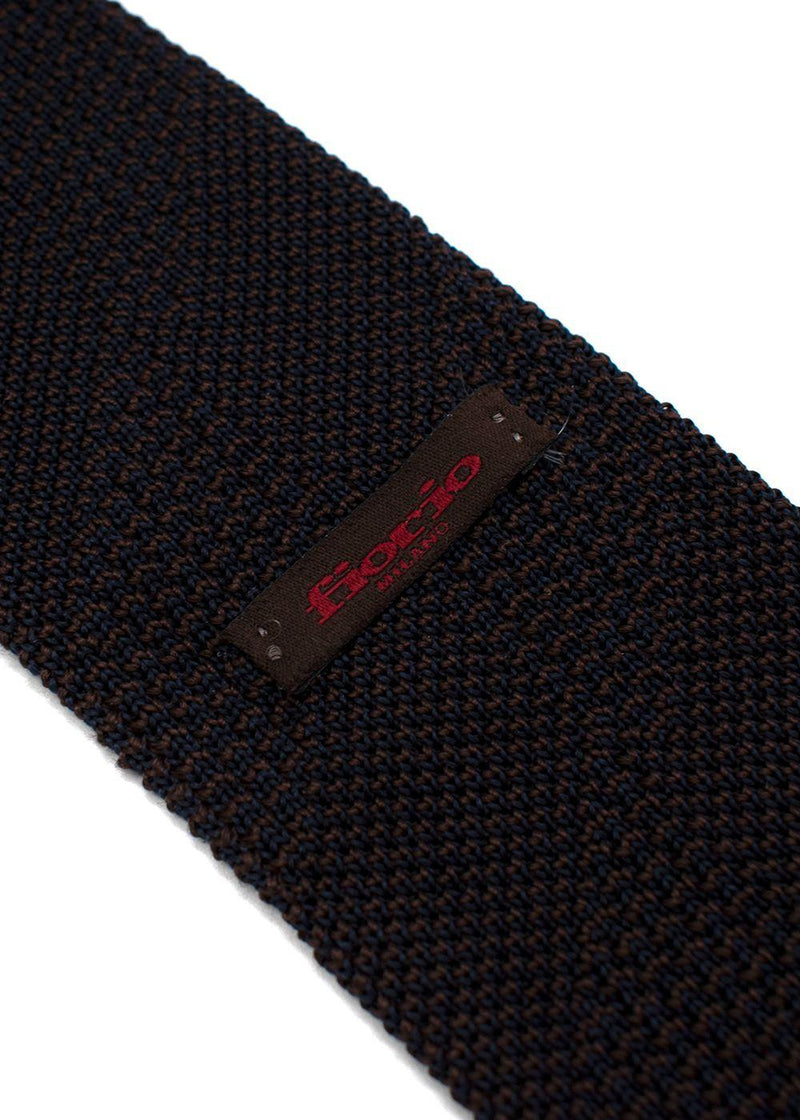Fiorio Milano Brown Knitted Stripe Square End Tie
