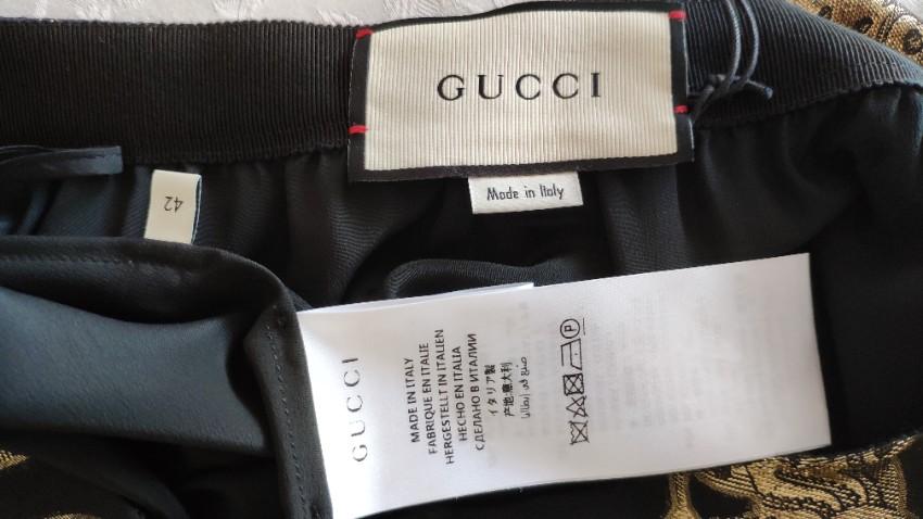 Gucci Black & Gold Lizard Jacquard Midi Skirt
